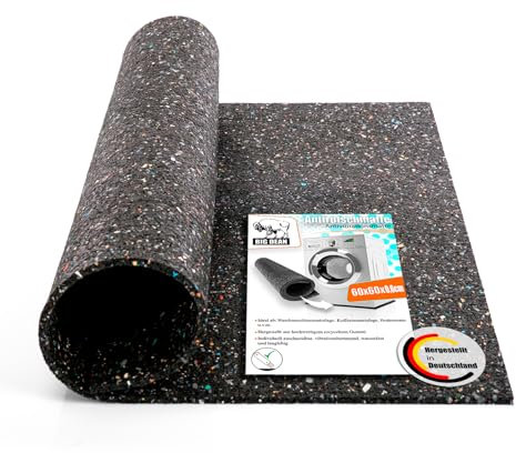 BigDean Antivibrationsmatte 60x60 cm – zuschneidbare Gummimatte Made in Germany – Dämmmatte 0,6cm Höhe für unterschiedliche Geräte & Räume geeignet