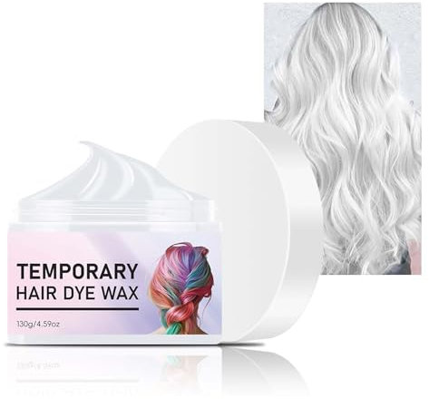 EONFAVE Colore temporaneo per capelli bianco, tinta per capelli blu, cera colorata per capelli, facile da pulire e sicuro, tintura istantanea, cera per capelli da uomo, per feste di Halloween (bianco)