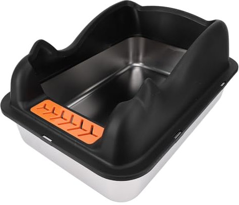 Proof Metall Kitty Müllbox, Edelstahlkatze Katzentoilette mit Deckel Anti -Leck -Müllbox Großer Katzenratschachtel mit Streuung und Schaufel für Katze (Black)