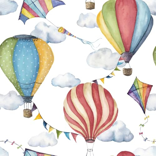 ReWallpaper Carta Adesiva per Mobili Mongolfiera Carta Da Parati Autoadesiva Bambini Colorata 44.5CMx3M Rotolo Adesivo per Pareti Cameretta Rimovibile Pellicola Adesiva Cucina Bagno Impermeabile