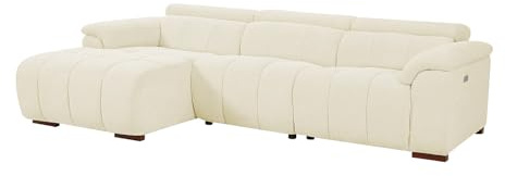 Vente-unique - Canapé d'angle Gauche Relax électrique en Tissu Beige MOLPICA