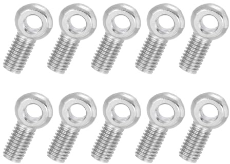 PATIKIL 10 Pcs M8x20mm Shoulder Swing Lifting Eye Bolt, 304 Stainless Steel Metric Full Thread Fisheye Eye Slip Hole Screw Rigging Bolt Metal Fasteners Screws, Silver Tone