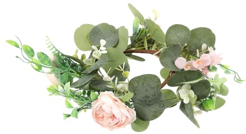 CLISPEED Ghirlanda Decorativa Verde in Tessuto e Pe Foglie Finte e Candele Simulate, Versatile e Comoda per Decorazioni di Portico e Giardino