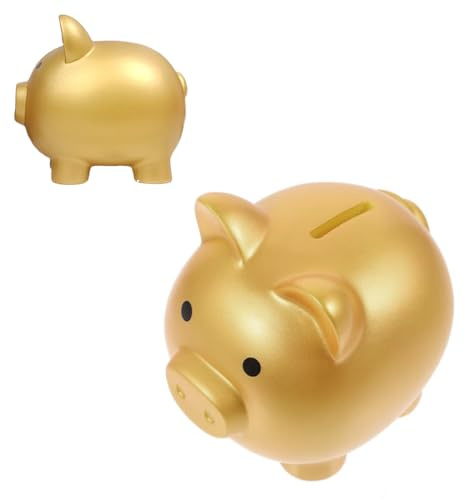 HUZNA Luck Hucha Cerdito,Dutty Alcancía, Monedas de Caja de Dinero Bonita,Decoración de Recuerdo, Hucha Ahorro Inastillable, Divertido Regalo de la Lata de Dinero,Regalo para Cumpleaños, Fiestas(Oro)
