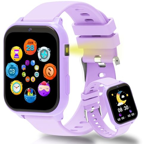 pmstuy Smartwatch Bambini, Orologio Smartwatch Bambini con Monitor del Sonno, Contapassi, 1,83 HD,18 Giochi, Allarme, Nessun telefono/app, Impermeabile IP68, Torcia, Regali per ragazze e ragazzi