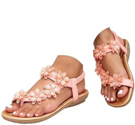 Générique Platta platta sandaler för kvinnor med strass, gladiatorsandaler, elastisk ankelrem, fritid, bohemisk strandskor, sommar, kilar, sandaler, dam, tunn, sandal