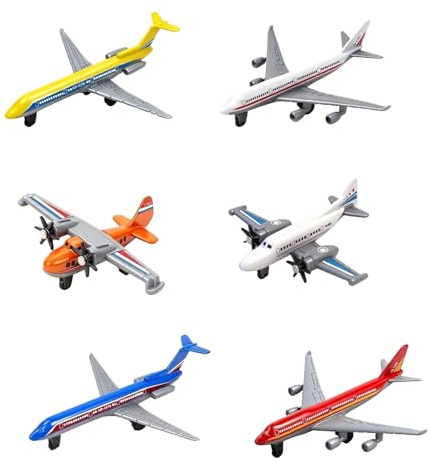 Aeroplane Toys - Toy Planes - Plane Toys - Airplanes - Planes - Airplane Toys | 6-Pack Alloy Diecast Aircraft Model Set, 4.13*2.67 Inches, Indoor & Outdoor Glider Play Gifts For Boys & Girls Aged 3-12