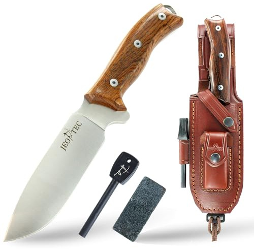 JEO-TEC Nº7 Outdoor-kniv Survival Bushcraft Camping Vandring jakt och fiskekniv - BÖHLER N690C stainless steel - Kokobolo-trähandta - Gjord i Spanien