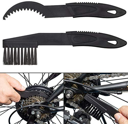 Reinigungsbürste für Kettenglieder und Zahnkranz, 2 Stück, in Schwarz, Nylon Bürstenköpfe, Borsten für Fahrrad- und Motorrad-Kette, Kettenreinigungsgerät, Kettenbürste Schaltung, Ritzel Bürste Zweirad