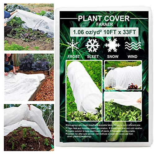 Plant Covers Freeze Protection, 10ft×33ft Reusable Rectangle Frost Protection Floating Row Cover Plant Blanket Garden Winterize Cover for Cold Weather Snow
