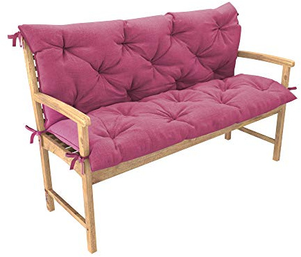 chilly pilley Cuscino Trapuntato Per La Panca Per Lo Dondolo In Due Parti Cuscino Per Mobilli Da Giardino Con Schienale Con Lacci Ampia Scelta Delle Dimensioni E Di Colori (100x50x50, Rosa)