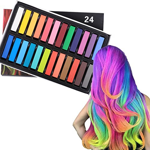 Gessetti Colorati Per Capelli, Set Di Colore Temporaneo Capelli A 24 Colori, Gessi Per Capelli Usa E Getta Non Tossico Lavabile, Adatto Per Natale, Carnevale, Feste, Giochi Di Ruolo