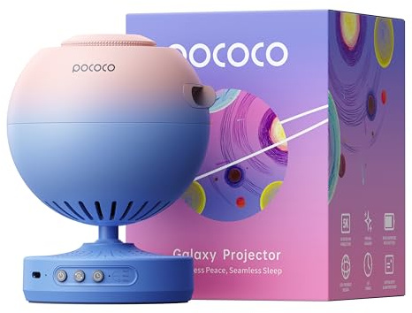 POCOCO Galaxy Star Projector for Bedroom with Replaceable Optical Film Discs, Home Planetarium Night Light Projector with High-Definition Soft Light for Relax, Study, and Meditate, Stress Relief Gifts