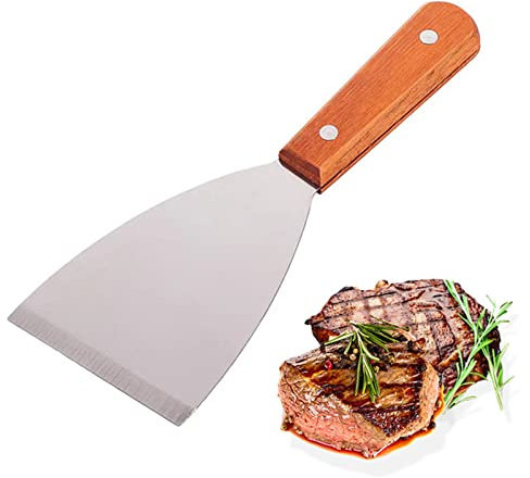 Spatola in Metallo per Bistecca Raschietto Antiaderente in Acciaio Inossidabile per Barbecue e Griglia, Strumento di Cottura Ideale
