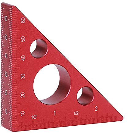 2 Tums Rätvinkel Triangulär Höjdmätare Aluminiumlegering Träbearbetningsmätverktyg 45 Graders Vinkel Multifunktionell Gör-det-själv-mätning