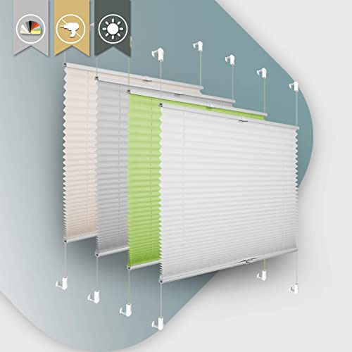 Plissee ohne Bohren Klemmfix 120x160cm(BxH) Weiß Jalousie Sonnenschutz Easyfix Faltrollo Lichtdurchlässig Rollo für Fenster & Tür