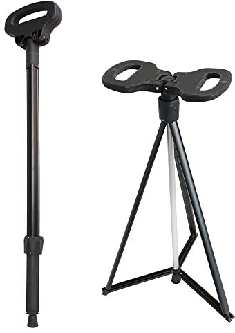 ALEVMOOM Gehstock mit Sitz, Klappstuhl, Gehstock mit Sitz, tragbar, einziehbar, leicht, für ältere Menschen, Outdoor-Reisen