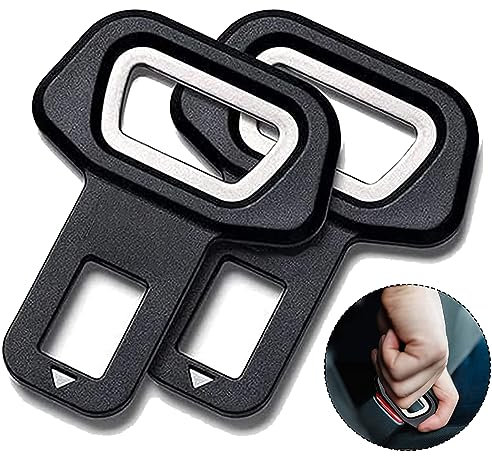 BLeezm 2 Pezzi Disattivazione dell'Allarme Cintura di Sicurezza,Auto Fibbia della Cintura Fermo per Cintura di Sicurezza, Nero