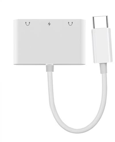 Cablcc Tarjeta de sonido USB-C tipo C a doble audio AUX y MIC de 3,5 mm con adaptador de carga de alimentación PD compatible con teléfonos portátiles y tabletas