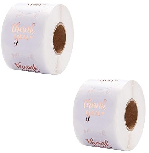 Operitacx 2 Rollen Aufkleberrolle Umschlagaufkleber Applikationen Verzierungen Blumen- danke kreis Etiketten hochzeitsdeko Geschenkaufkleber dekorativer Aufkleber runden schmücken Papier