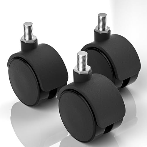 Ruedas de recambio para sillas de oficina,Rueda Pivotantes de repuesto para silla de oficina,8mm Vástago Roscado Ruedas Giratorias - 5Pcs,A
