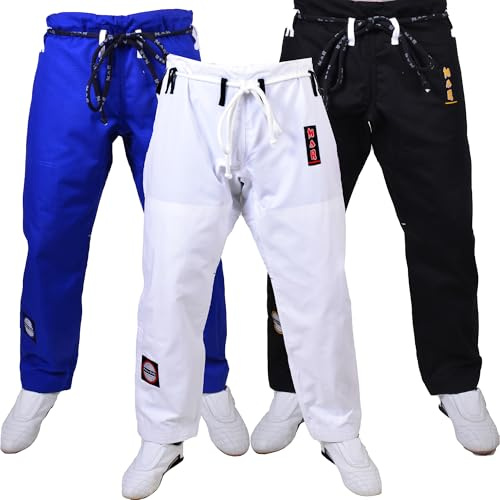 MAR | Martial Arts BJJ Trousers, Blue Brazilian Jiu Jitsu Uniform Pants | Trouser Bottoms Made from Ripstop Materials — Available for Men & Women | Jiu Jitsu Bottoms BJJ Gi Adult Aikido Suit (A3)