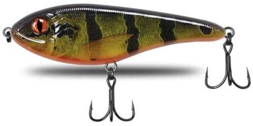 Jerkbait Hecht I 15cm, 80g Slow Sinking für große Hechte, Wobbler Jerkbait Hechtangeln, Kunstköder, Angelköder Raubfische, UV-aktive Jerkbaits (Real Perch UV)