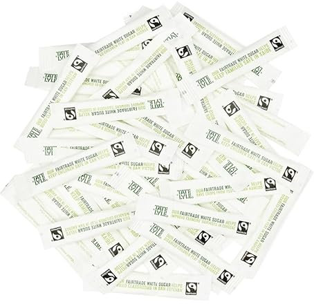100 Sugar Individual Sticks White Fairtrade Sugar Sachets for Office Travel Home