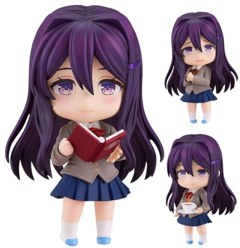 Jilijia Monika Anime Figure Yuri Action Figurina Cartone Animato Modello con Faccia intercambiabile con Accessori Statuetta in PVC Collezione Ornamenti da Tavolo