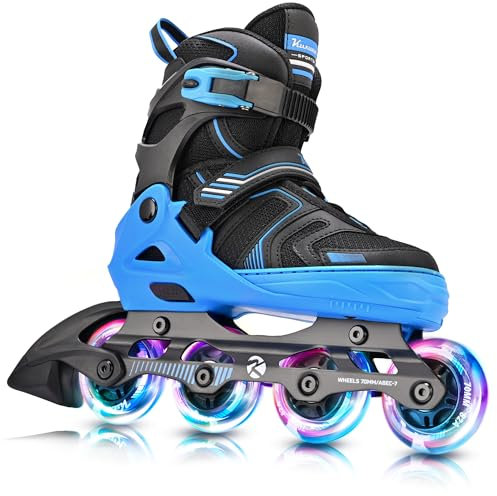 Kuxuan Skates Verstellbare Inline-Skates für Jungen Mädchen Kinder mit Leuchträdern, Teenager-Skates für Anfängerinnen Frauen