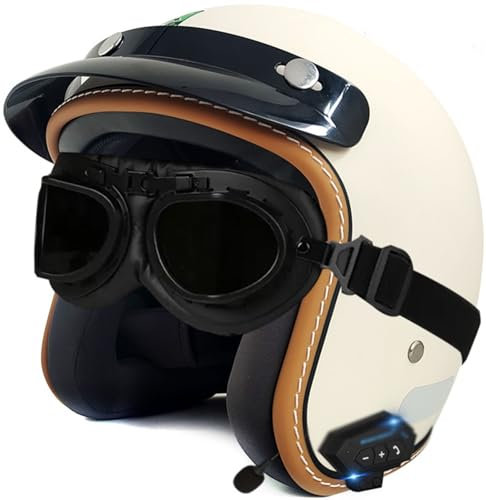 Casco Moto Jets, Casco Jets Moto Aperto Parasole Motorcycle Helmet, Adulto, Caschi Cromwell Moto Omologato DOT/ECE Semi Scooter Visiera, Da Bicicletta Scooter Uomo Donna 5,M