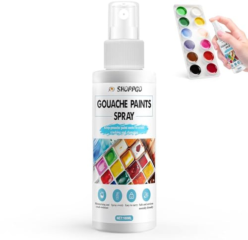 SHOPPGO Gouache Spray, Gouache Paints Wetting Spray, Professional Palette Wetting spray Fluid Medium, Widely Suitable for Watercolour Paint, Acrylic Paints, Moisturizing and Anti-Cracking, 100ml