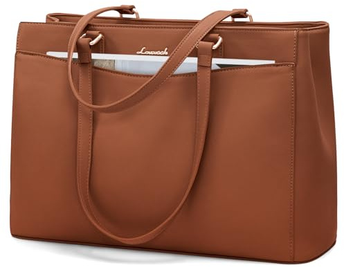 LOVEVOOK Laptop Bag Handbag Women, Waterproof Work Bag Large School Bag Shopping Bag Business Bag Briefcase Teacher Bag, Leather Tote Notebook Bag for Office University