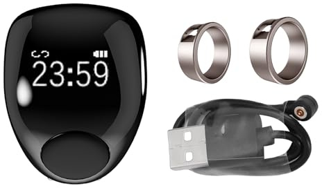 Topiky Anello Tasbih Zikr Intelligente, Anello Promemoria Conta-preghiere Digitale, Contatore Tasbih con Allarme Intelligente Regolabile Bluetooth Impermeabile, (20 & Si alzò)