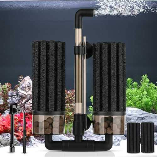 hygger Akvariefilter, nedsänkbart svampfilter för akvarier, för söt- och saltvattensakvarier på upp till 208 liter