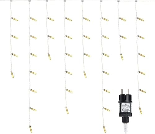 Gresonic 200/400/600 LED, 5 m/10 m/15 m, isregn, ljusslinga, ljusgardin, istapp, utomhus, inomhus, dekoration, energidrivna (Warmweiß, 600LED 15m)