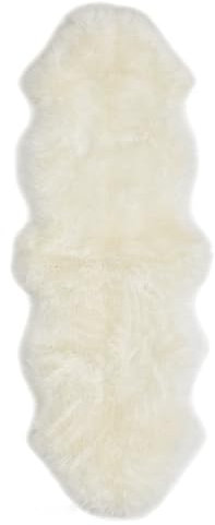 -LUXOR- Living Schaffell echt - als Flauschiges Fell für Stühle, Sessel, Sofa und Kinderwagen, Lammfell Teppich für Wohn- und Schlafzimmer, 50 mm weicher Flor, 60 x 160 cm, Weiß