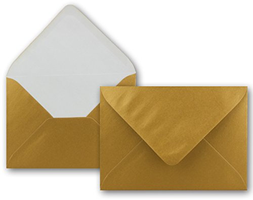 25 Brief-Umschläge - Gold Metallic - DIN C6-114 x 162 mm - Kuverts mit Nassklebung ohne Fenster für Gruß-Karten & Einladungen - FarbenFroh by GUSTAV NEUSER