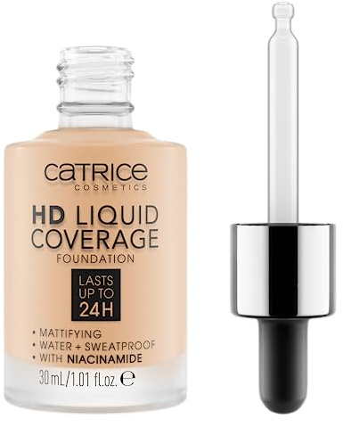 Catrice HD Liquid Coverage Fondotinta Viso Effetto Opacizzante, lunga durata, opacizzante, controllo della pelle grassa/controllo della lucidità, opaca (30ml)
