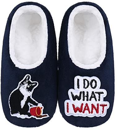 ZYZX Chaussettes Antidérapantes de Lit Femme Duveteux Hiver en Marine Couleurs Taille 35-41,Chausson Chaussette Fantaisie--Motif Chat