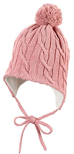 Sterntaler Unisex Kinder Strickmütze mit Bommel, Rosa, 49