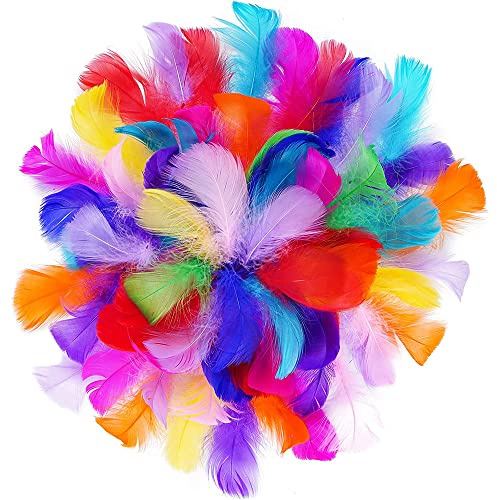 100 Pieces Colorful Feathers for Crafts, Natural Goose Feathers Large Craft Feathers for DIY Handmade Crafts Gift Box Filling Ornament Decoration, 5-8cm