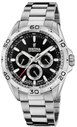 Festina Herren Analog Quarz Uhr mit Edelstahl Armband F20623/4