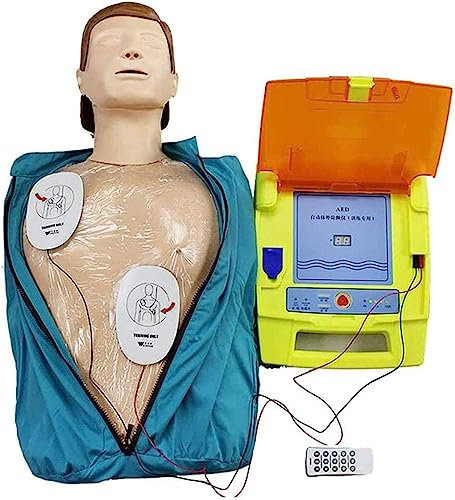 UIGJIOG Modello Manichino Addestramento al Primo Soccorso A Mezzo Corpo Respirazione Artificiale Insegnare L'addestramento Rianimazione Cardiopolmonare Defibrillatore Esterno Automatico Portatile