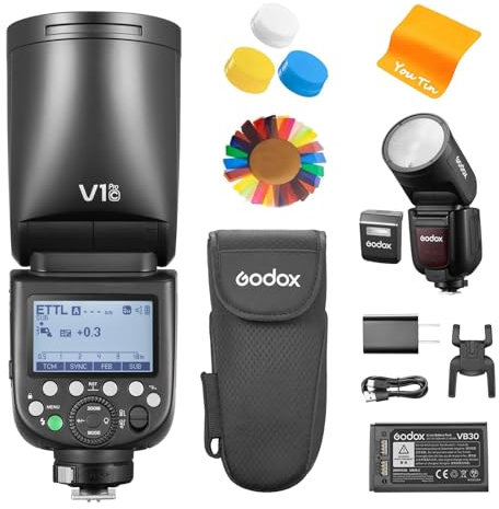 Godox V1Pro-C V1 Pro C TTL Kamerablitz für Canon, Godox V1-C Aufgerüstet, 2,4G HSS 1/8000s Li-Ion 76Ws Rundkopf-Blitzgerät, Innovative Externe Blitz SU-1, V1Pro für Canon Kameras