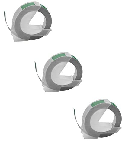 vhbw 3x 3D Prägeband-Schriftband-Kassette kompatibel mit Typo Clic Etiketten-Drucker 9mm Weiß auf Grün