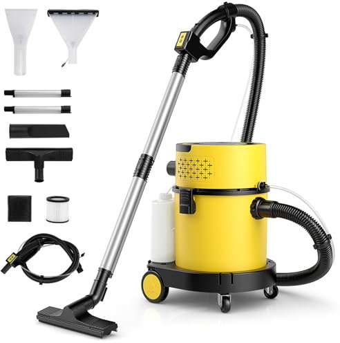 COSTWAY Aspirateur Sec et Humide 1200W, Nettoyeur Portable 4 en 1 pour Tapis et Tissus 17 KPA, Shampouineuse avec Télécommande Filtre à air HEPA 9 Accessoires, pour Atelier Voiture Garage