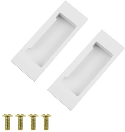 MOROBOR Tiradores rectangulares empotrados ocultos, 2 tiradores de puerta corrediza de armario de aleación de zinc para puertas de armario y cajones (blanco)