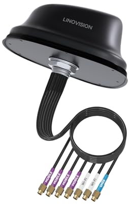LINOVISION 5G LTE MIMO Combo 7-in-1 Antenna, 4X 5G LTE, 1x GNSS, 2XWi-Fi, LINOVISION Outdoor Roof SMA Antenna can be compatible with routers Teltonika RUTM50, RUTX50, TRB500, RUTC50 (PR1KC640)