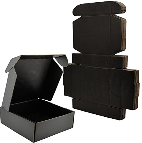 Cenoid 25 Cajas de Cartón para Envíos 15 x 15 x 5 cm Cajas Carton Negro Pequeñas para Regalo Embalaje con Tapa